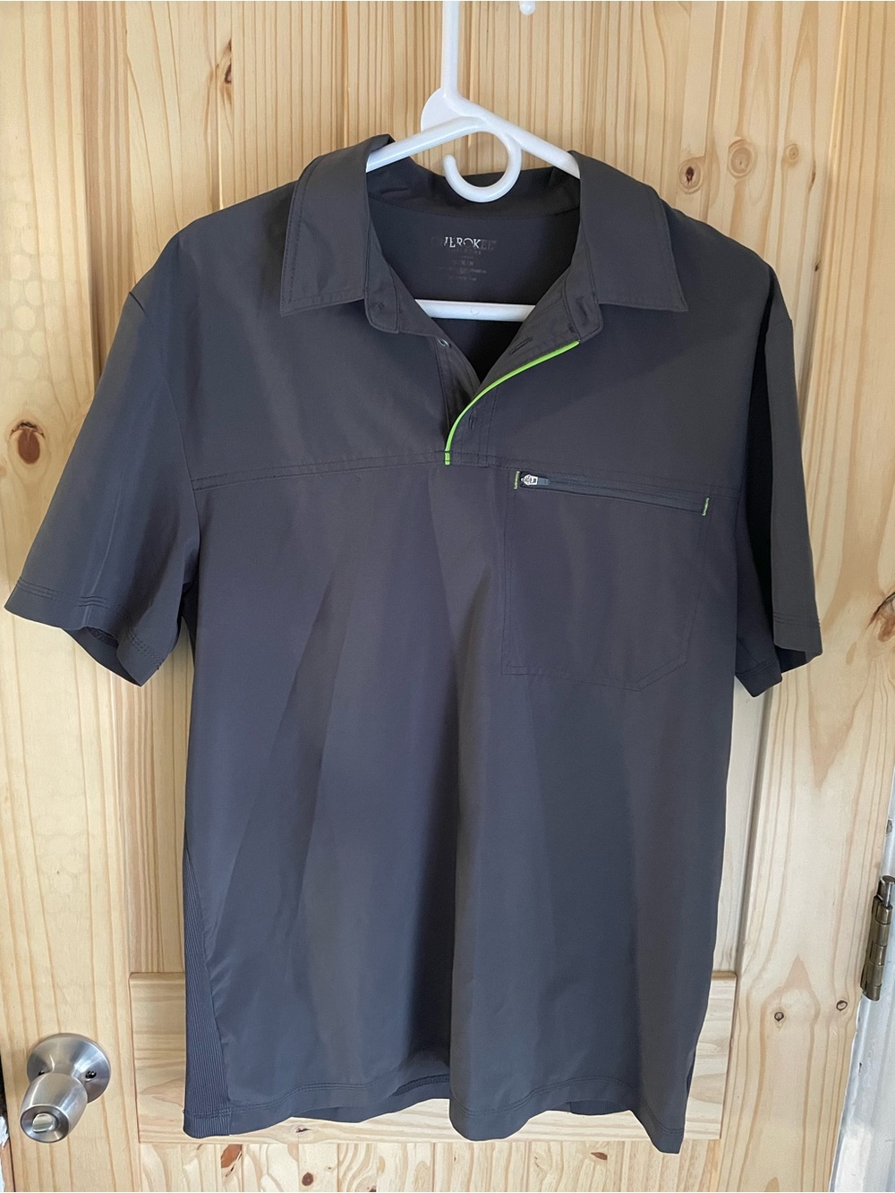 Cherokee Men's Charcoal Polo with Lime Trim